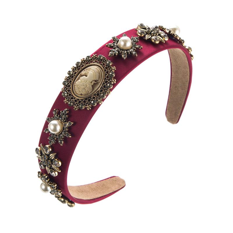 Hair Band Baroque Vintage Crystal Pearl Head Band Women's High Grade Beauty Hairhoop