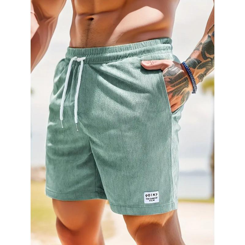 Pantaloncini Sportivi da Uomo in Velluto a Coste Monocolore con Lacci 2026