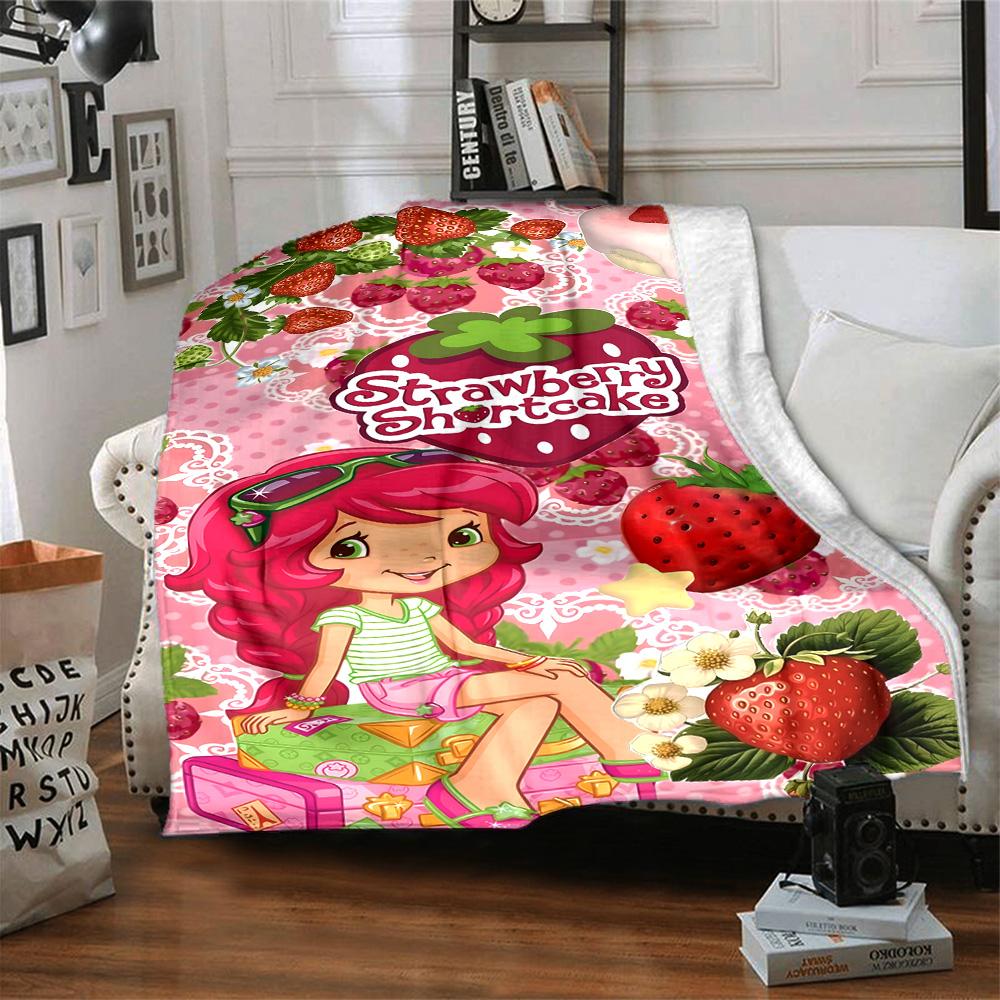 1pc Princess Strawberry10 Blanket, Gift, for Men and Women, Soft Blanket, Good for Sofa Bed Couch Travel, Lightweight Flannel Blanket