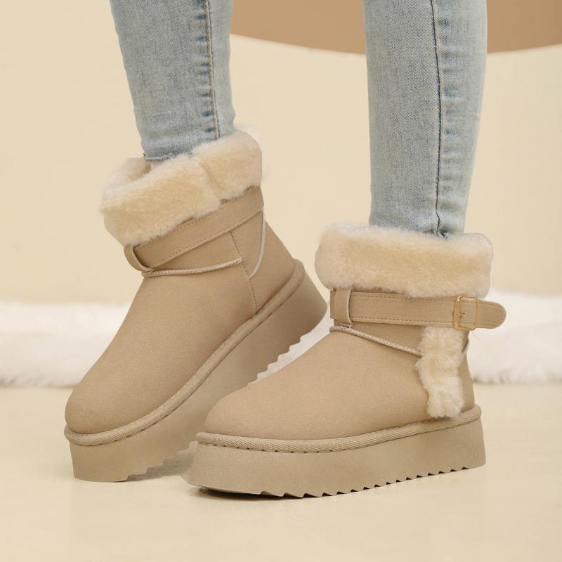 Mid-Calf Snow Boots for Women 2025 Plus Size Winter New Arrival Fashionable Versatile Anti-Slip Warm Thick-Sole Cotton Boots
