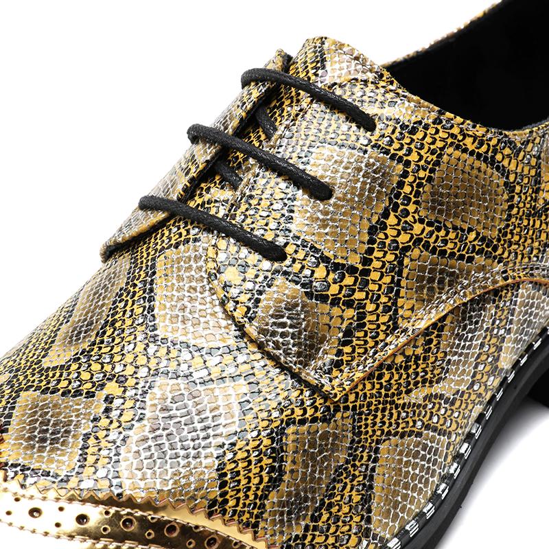 Fashion Snakeskin Grain Formal Shoes Leather Oxfords for Men Dressing Wedding Men's Brogues Office Shoes Lace Up Male Zapatos De Hombre