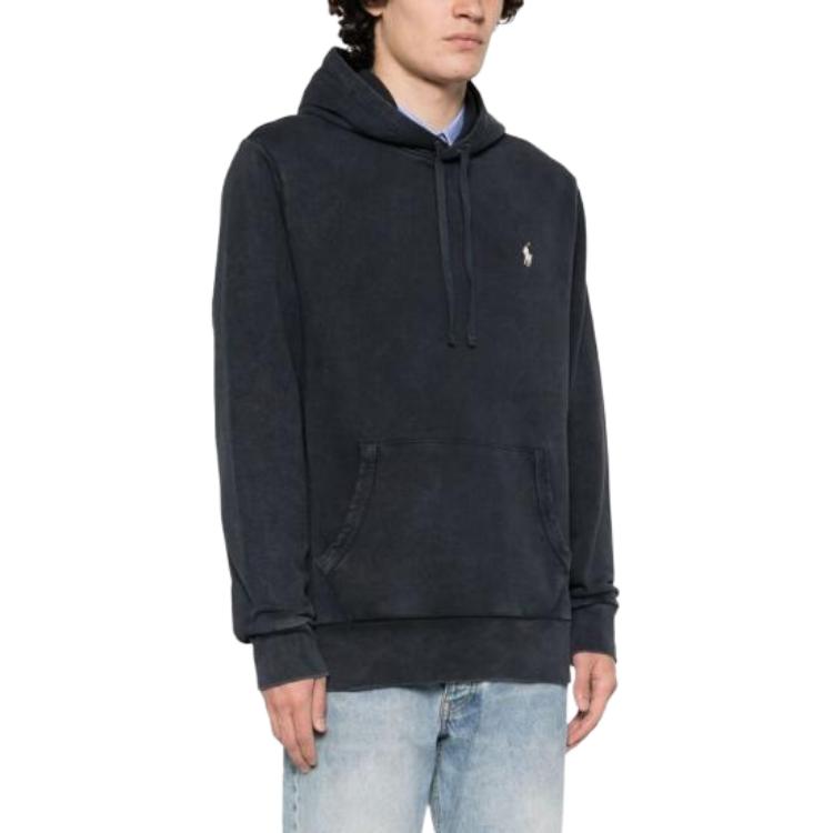 Polo Ralph Lauren Solid Color Hooded Fitted Long Sleeve Sweatshirt Men sweatshirt Black 710916690-025