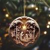 12pcs/set Christmas Ornaments Jesus Family Prayer Wood Pendant Ornaments for Home Car Decor 2D