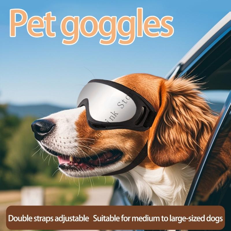 Fashionable Dog Sunglasses TPU Frame Dustproof Lens Goggles with Adjustable Strap For Beach Motorcycle Trip Daily Walks