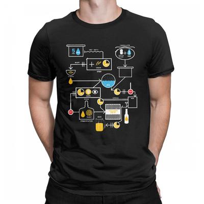 Camisetas para Hombre Esquema de Elaboración de Cerveza Cervecería Ropa de Algodón Divertida Camiseta Divertida de Manga Corta con Cuello Redondo Camisetas Estampadas