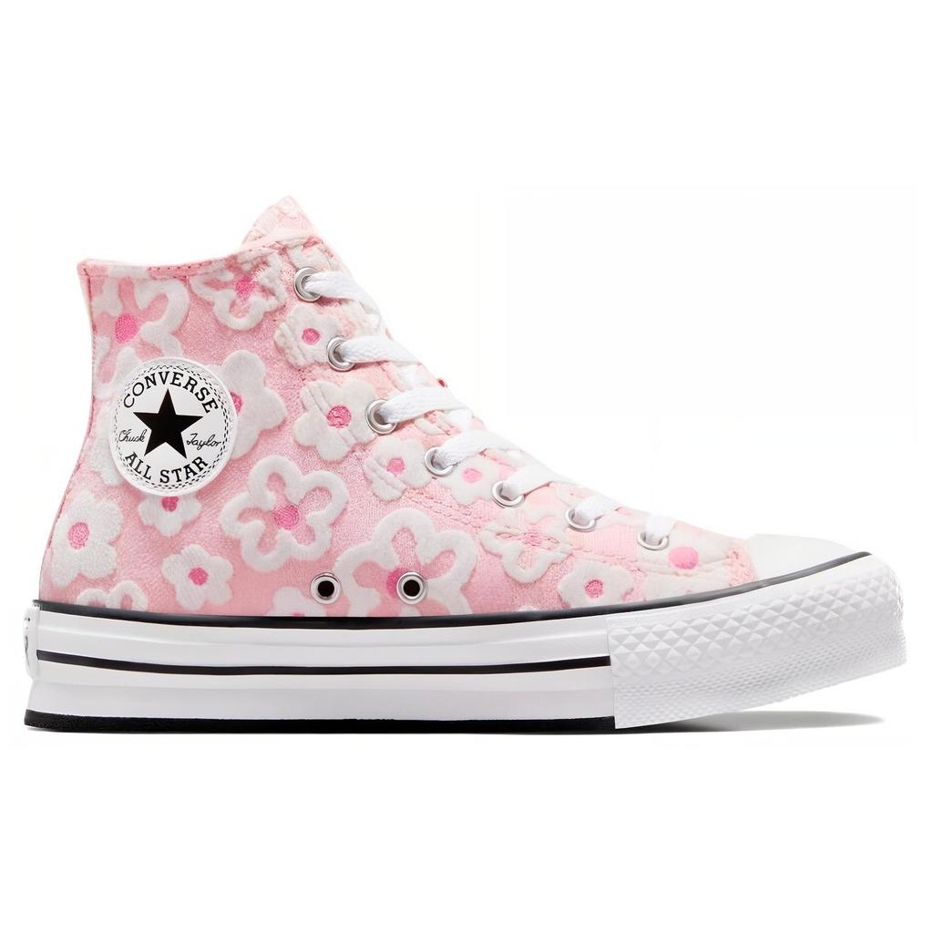 Converse Chuck Taylor All Star Lift Platform High GS Floral Embroidery - Donut Glaze Kids Sneakers Pink Oops-Pink White A06324C