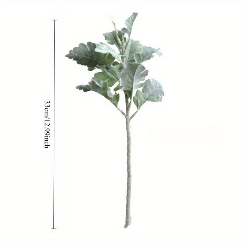 1Pc Green Cineraria Simulation Flower Planting Hairy Silver Leaf, Fake Flower Green Plant