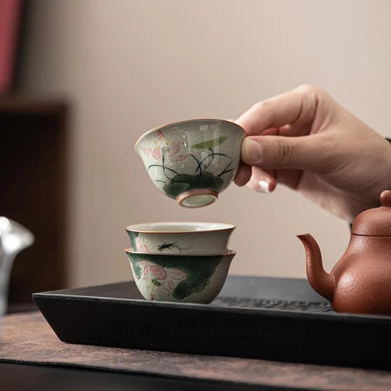 Geyao Teacup 6-cup Set Hand-painted Kung Fu Tea Set Ceramic Master Cup Gift Box Tea Cup Business Gift