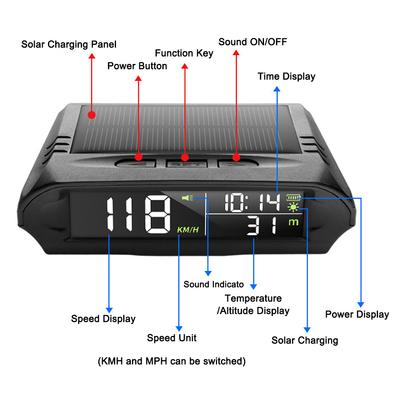 Auto Wireless HUD Headup Display Solar GPS Digitaler Tachometer mit LCD-Bildschirm Übergeschwindigkeitsalarm