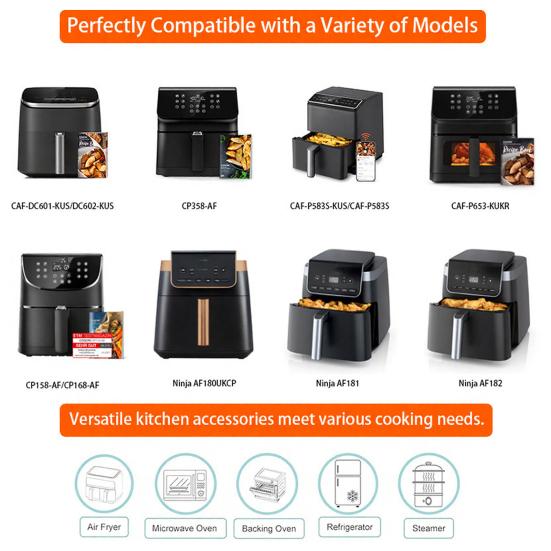 Square Silicone Air Fryer Liner Reusable Non-Stick Mat for COSORI 5QT/6QT Fits Square Baskets