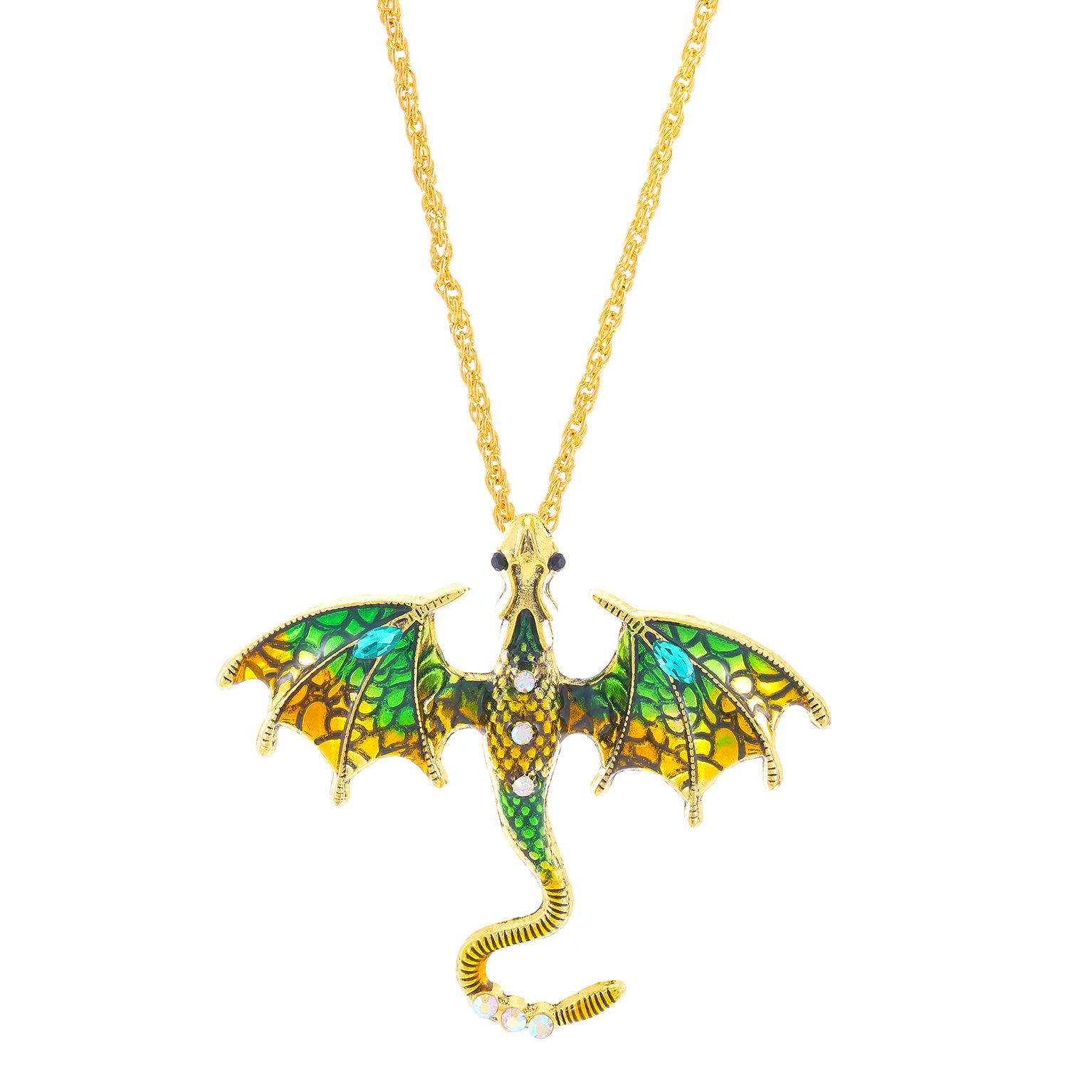 

Goth Fly Dragon Pendant Necklace Man Woman Punk Goth Jewelry Snake Chain Charms Choker Fashion Collar Collares Gifts