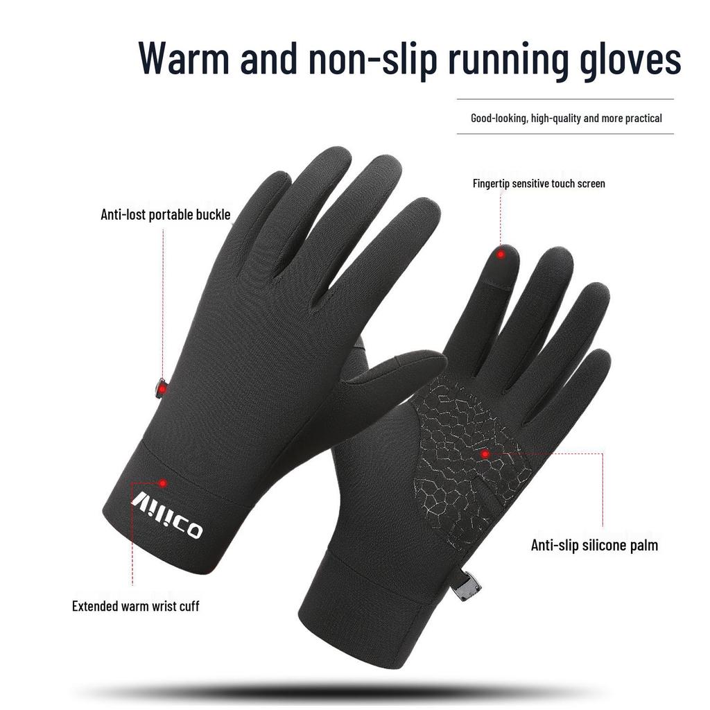 Erkek ve Kadın Kışlık Dokunmatik Ekranlı Koşu ve Bisiklet Örgü Eldivenleri, Kaymaz, Sıcak, Sonbahar ve Kış Spor Aktiviteleri İçin İnce.