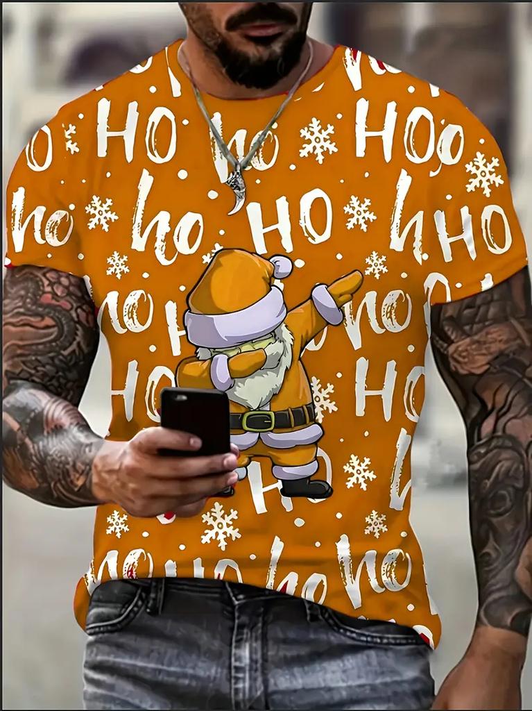 HO HO HO Santa Claus Print T Shirt For Men Women New Year Party Fashion Clothing Christmas Harajuku Short Sleeve Tops T-shirts