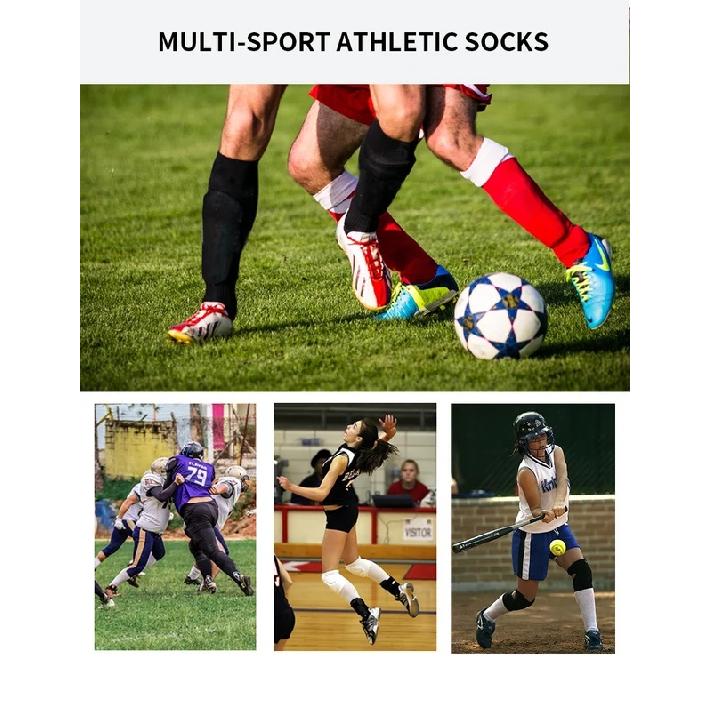 White Black Stripes Football Soccer Socks For Men Teenages Kids Boys Over the Calf Baseball Rugby Athletic Socks Women Girls
