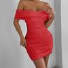 Women's dress, European and American style, sexy off-shoulder fashion, tight-fitting bodycon dress