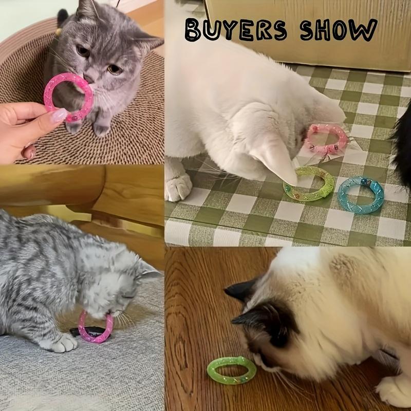 Cat Self-Playing Toy. Donut-Shaped Cat Soft Tube with Bell Sound, Bouncing Spring Cat Toy, Without Battery