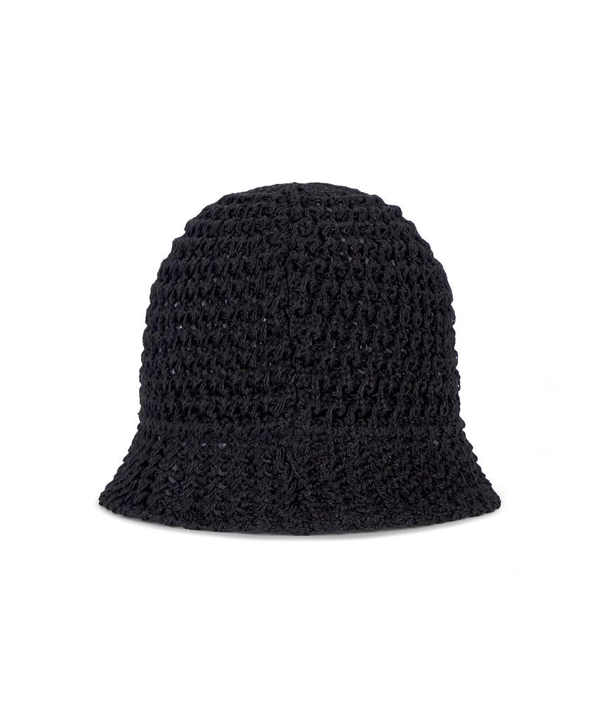 Bajal Monogram Label Knit Punching Summer Bucket Hat Black