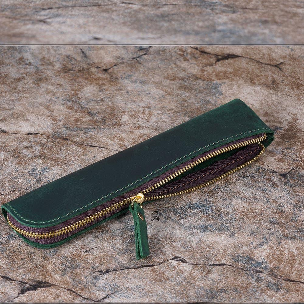 

Pencil Holder Pen Protective Bag Zipper Pen Sleeve Pouch Cowhide Pencil Case Stationery School