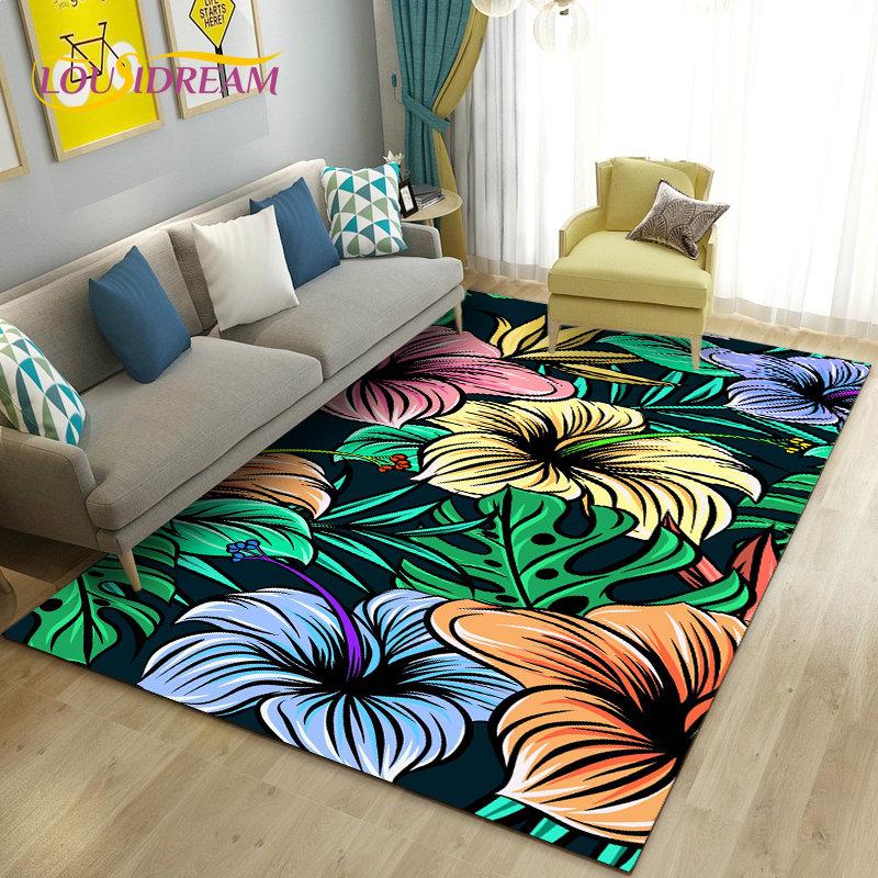 Dandelion Fresh Flower Plant Leaf Area Rug,Carpet Rug for Living Room Bedroom Sofa Doormat Decoration,Kitchen Non-slip Floor Mat