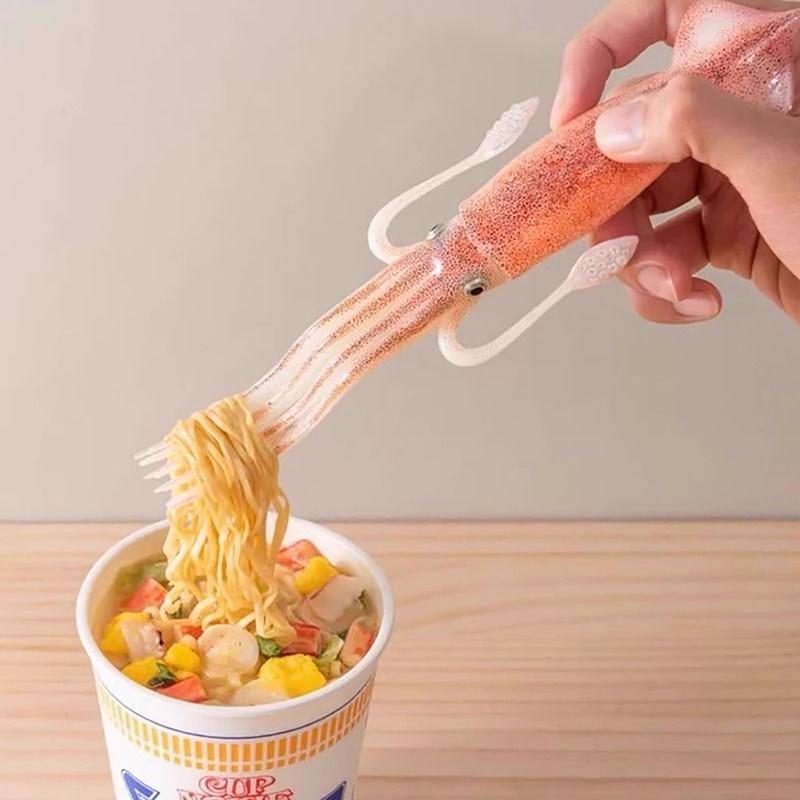 1/2 Stück Lustige Tintenfisch Sepia Gabel Obstbecher Nudelteller Gabel Instantnudelgabeln Bento-Mittagessen Gabeln Lebensmittelpicker Zahnstocher