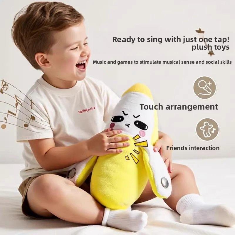 1-2 Stück Neuheit Bananen-Sensor Rhythmus Plüsch Schlüsselanhänger Musikalisch Kreativ Frucht Eltern-Kind Interaktives Geschenk für Kinder