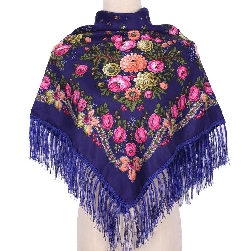 Ethnic Style Shawl Square Scarf For Woman Luxury Hijabs Printing Cape Blanket Wraps Female Warm Bandana Headscarf Classic