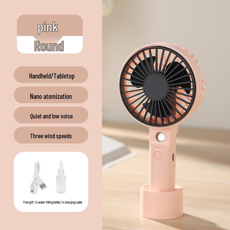Cartoon Mini Handheld Humidifying Fan with USB Charging