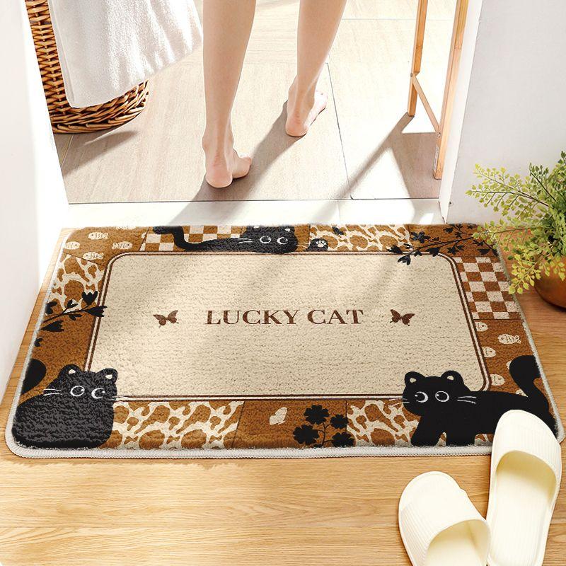 Imitation Cashmere Bathroom Absorbent Floor Mat Cartoon Bathroom Thickened Toilet Door Mat for Household Use