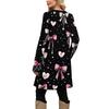 Women's Fashion Casual Pocket Decorative Button Dress Round Neck Long Sleeve Printed Dress