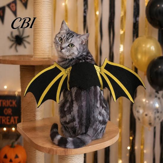 Cute Cat Bat Costume Halloween Pet Wings, Costume, Skeleton Wings Creative Dog Suit with Bells, Festive Apparel for Cats Dogs Cosplay Party