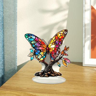 Schmetterlingsbaumstatue, Acryl-Skulptur, Tafelaufsatz, Dekorativ, Schmetterlingsfigur, Schreibtisch-Ornament