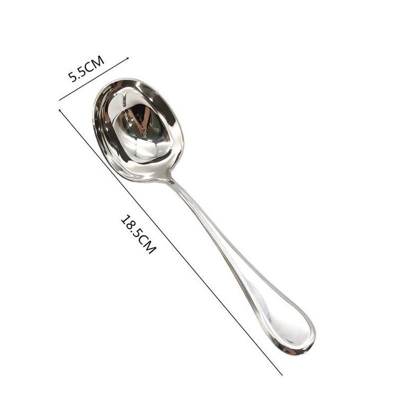 18/10 Stainless Steel Spoon Noodle Spoon For Home Small Spoon Big Mouth Soup Dried Rice Spoon Deep Mouth Noodles Soup Ladle