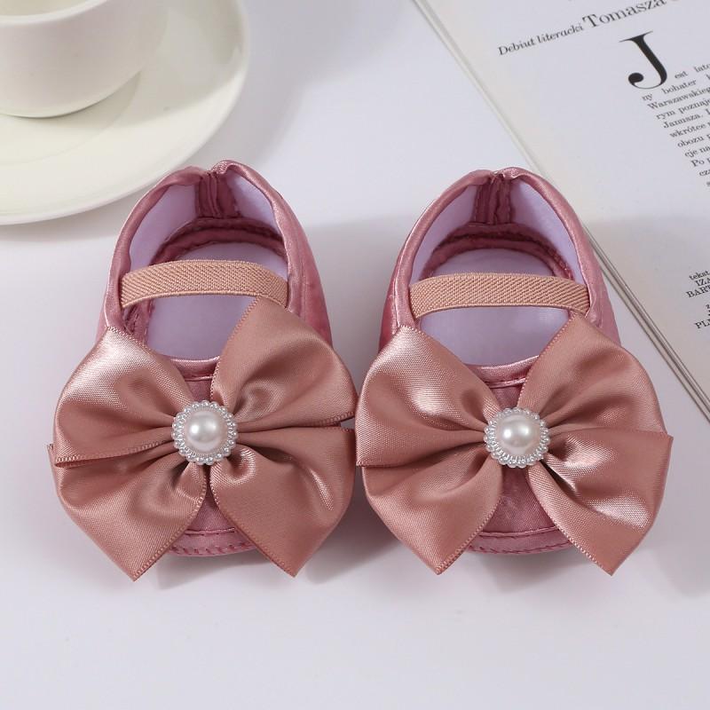 Infant Shoes Bead Bowknot Decoration Baby Princess Shoes For 0-1 Year Old