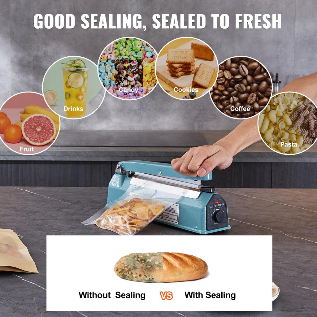 SucceBuy 8/12in Impulse Shrink Wrap Sealer Manual Heat Poly Bag Sealing Machine with Adjustable Mode for Plastic Mylar PP Bags