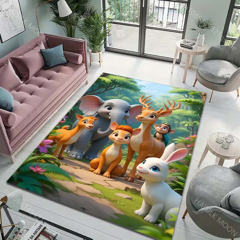 Cartoon Deer Elephant Animal Carpet for Living Room Bedroom Sofa Creative Doormat Home Decor Area Rug Large Size Luxury Gifts
