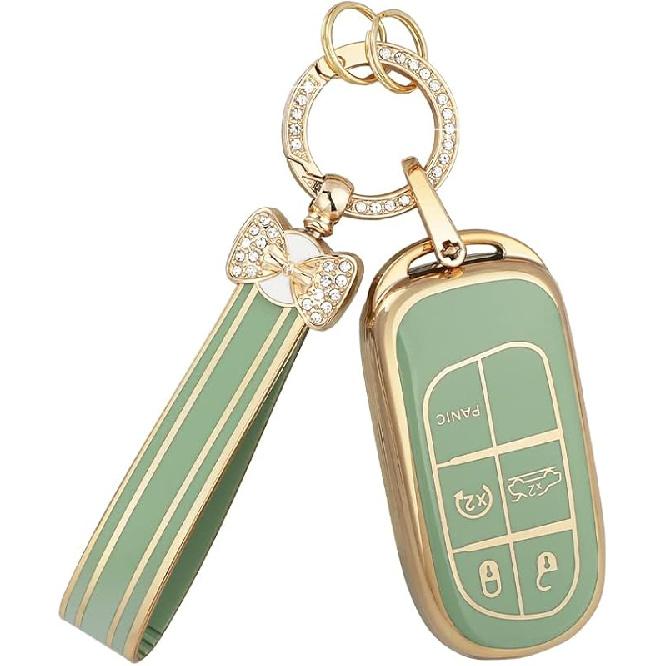 PIFOOG Key Fob Cover For Chevy 5 Buttons Keys Shell Case TPU Bling Car Keychain Protector Accessories For Equinox Malibu Blazer Camaro Spark Traverse