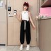 Girls' Pants Summer Children's Ice Silk Mosquito Proof Pants Summer Clothes Long Pants Sun Protection Thin Design Drawstring Cuffs