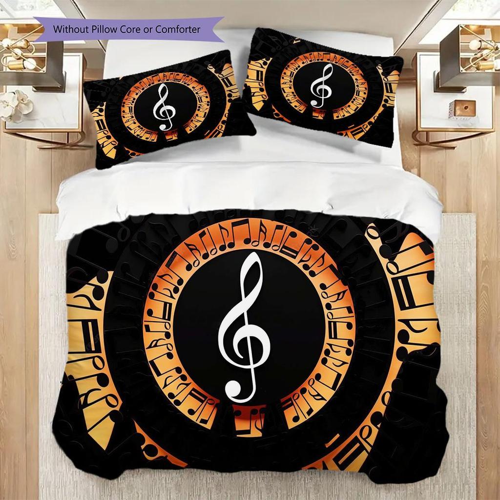 1PC Music, guitar Theme Bedding Quilt Set Quilt Cover Pillowcase Home Decoration Birthday Gift (1 * duvet cover + 2 * pillowcase, without core)
