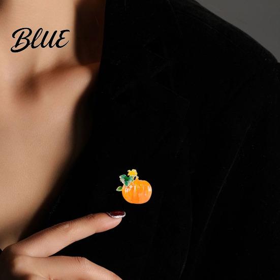 Pumpkin Collar Pin Brooch Enamel Painted Small Autumn Style Full