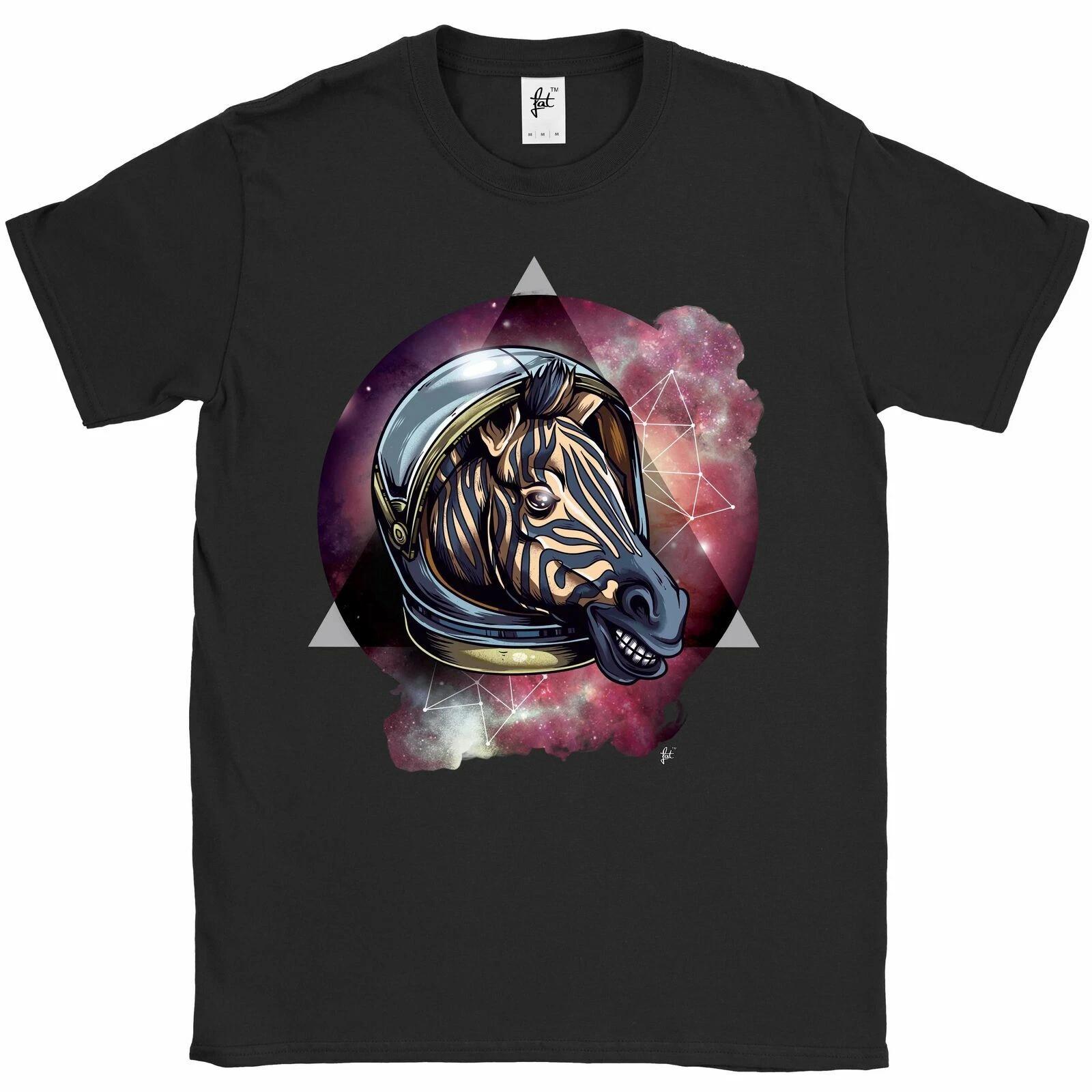 Smiling Zebra Astronaut In Space Wearing Spacesuit Mens T-Shirt M