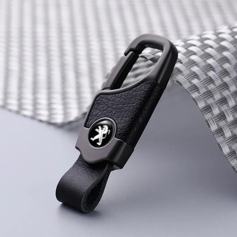 

Leather Car Keychian Key Ring Pendant Key Holder for Peugeot 3008 2008 107 208 306 308 408 508 207 307 206 406 407 205 4008 5008 чёрный