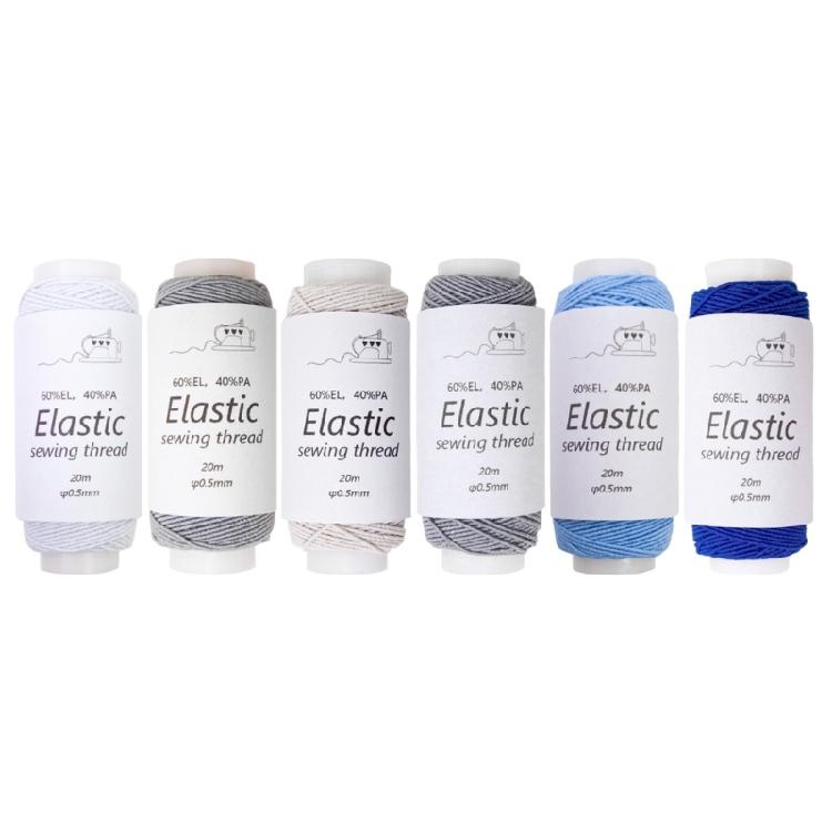 Elastic Sewing Thread 6 Color Sewing Thread 21.87Yard Per Spool Elastic Thread for Sewing Machine Hand Stitching