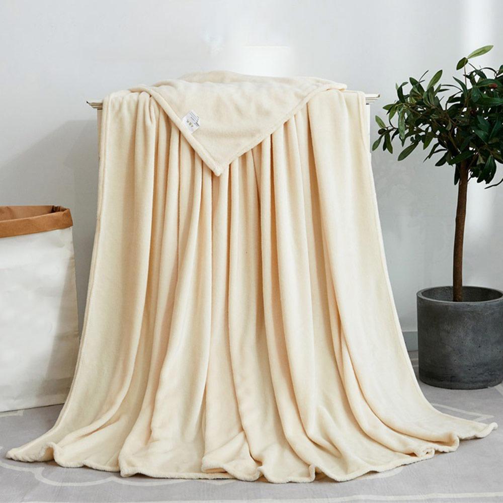 

Coral Fleece Throw Blanket Solid Color Conditioning Quilt New Warm Blanket Home Office 100x140cm бежевий