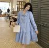 Dresses Women 3D Flower Y2k Autumn Hotsweet Korean Style Simple Long Sleeve High Street All-match Temperament Knee-length Daily