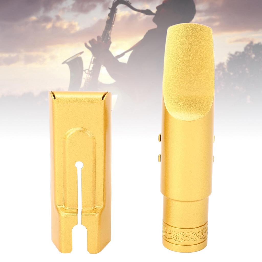 Ongwan Alto Saxophone Mouthpiece, Gold Plated Metal Slide Type, 5C, with Mouthpiece Pad and Cap, Suitable for Professional and Beginner Saxophone Play