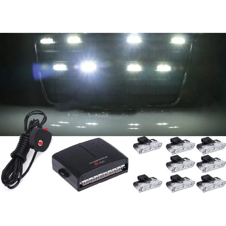 8/16 in 1 LED Suv Grille Strobe Light Automotive Strobe Warning LED Flashing Emergency Car External Light with wireless control