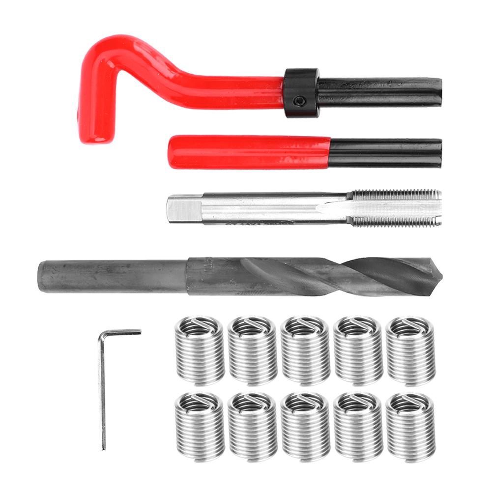 15 st Trådreparationssats Rostfritt Stål Vridborr Skruvnyckel Gänginsats för Bil M14x1.25