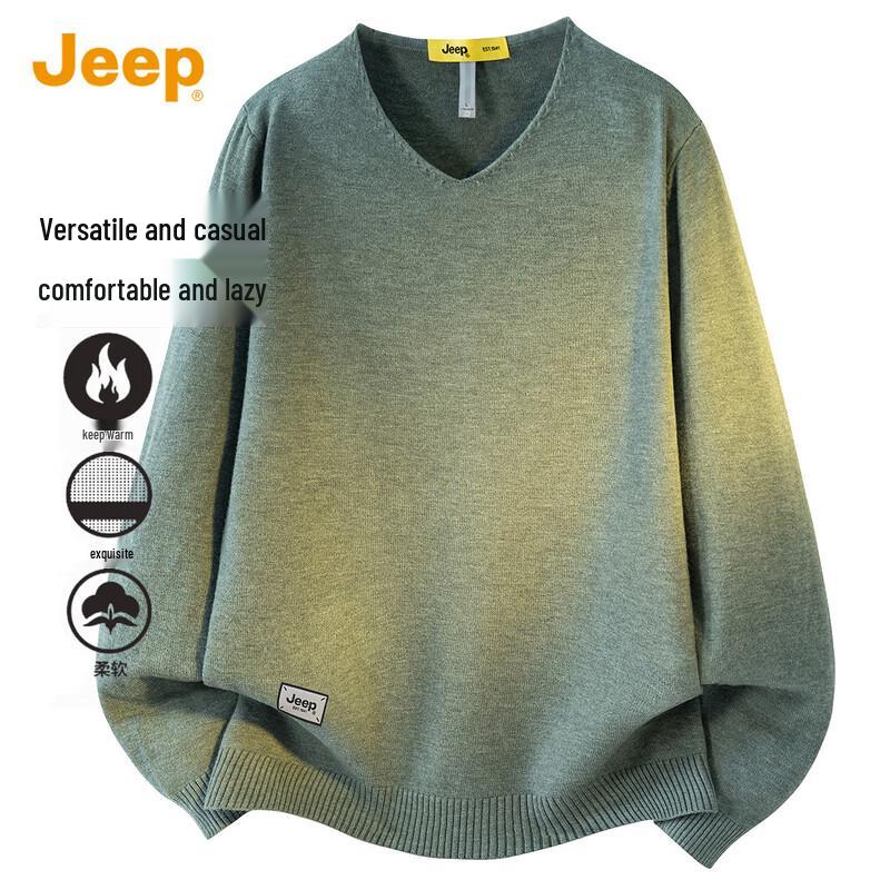 Jeep Men's Loose Fit V-Neck Casual Sweater