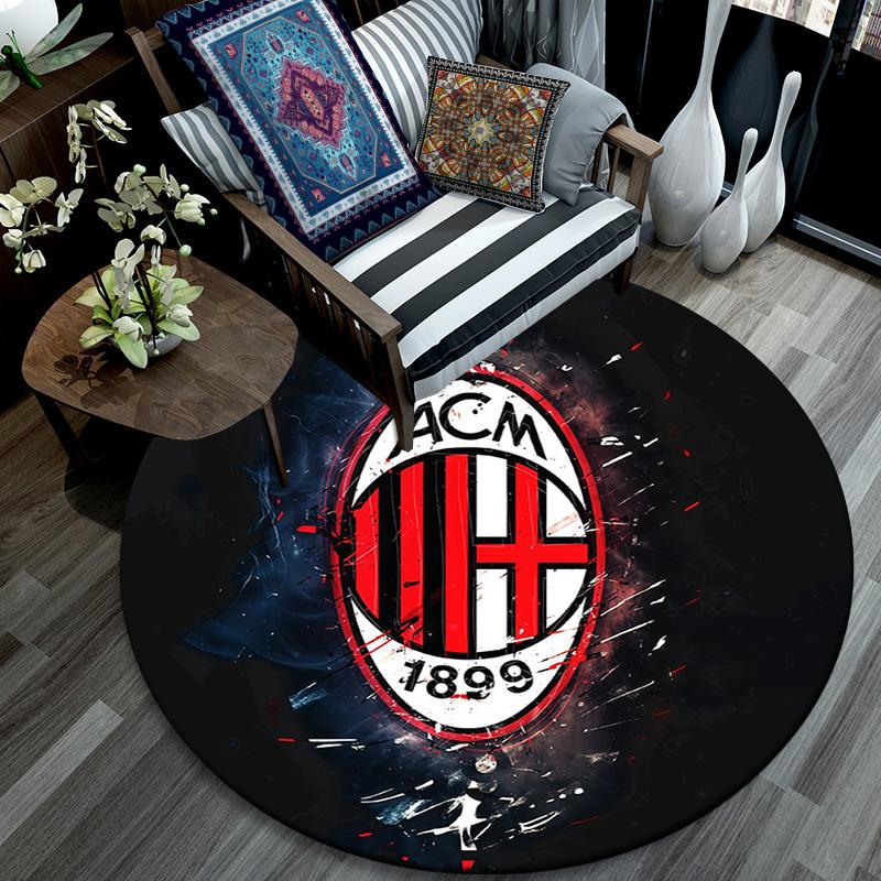 Associazione Calcio Milan3 Round Area Rug,Carpet Rug for Living Room Bedroom Sofa Playroom Decor,Non-slip Floor Mat
