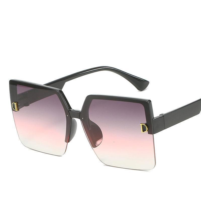 Fashion Trendy Women Sunglasses Square Shape Big Frame Semi-rimless Sunglasses Female High Quality Women Sun glasses